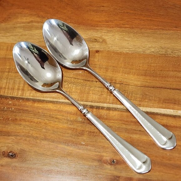 2 Mikasa French Countryside Oval Soup Spoons 7.75" stainless formal to casual - Picture 4 of 12